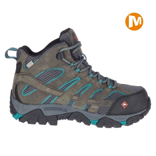 Dámské Pracovní Boty Merrell Moab Vertex Mid Waterproof Comp Toe Šedé/Tmavě Olivy Zelené (CZ. AHJPT)